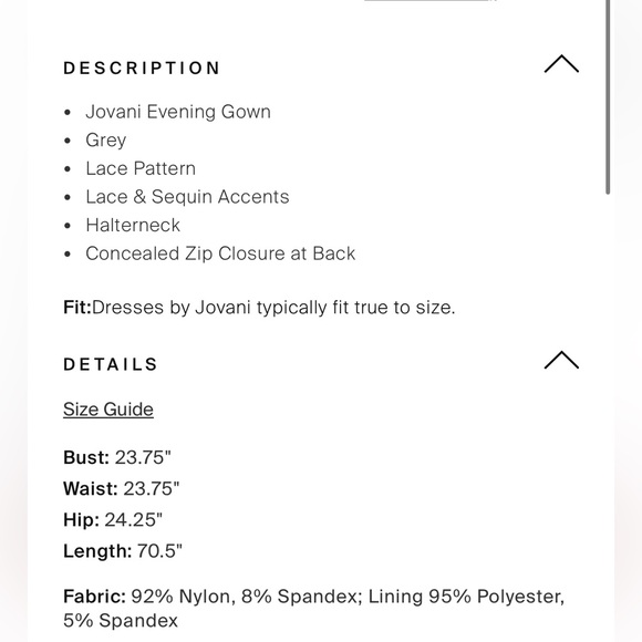 NWT Jovani Gray Lace & Sequin Sz 14 Floor-length Spaghetti-Strap Evening Gown - Picture 2 of 8